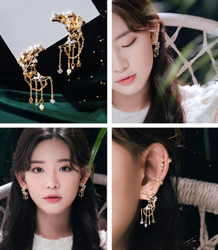 Wing Bling Earrings For Women Gold X Piercing 7 Wing Bling Earrings For Women Gold X Piercing - Image 5