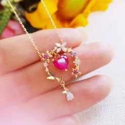 Wing Bling Necklaces & Pendants For Women Pink X Ruby Synthetic Stone