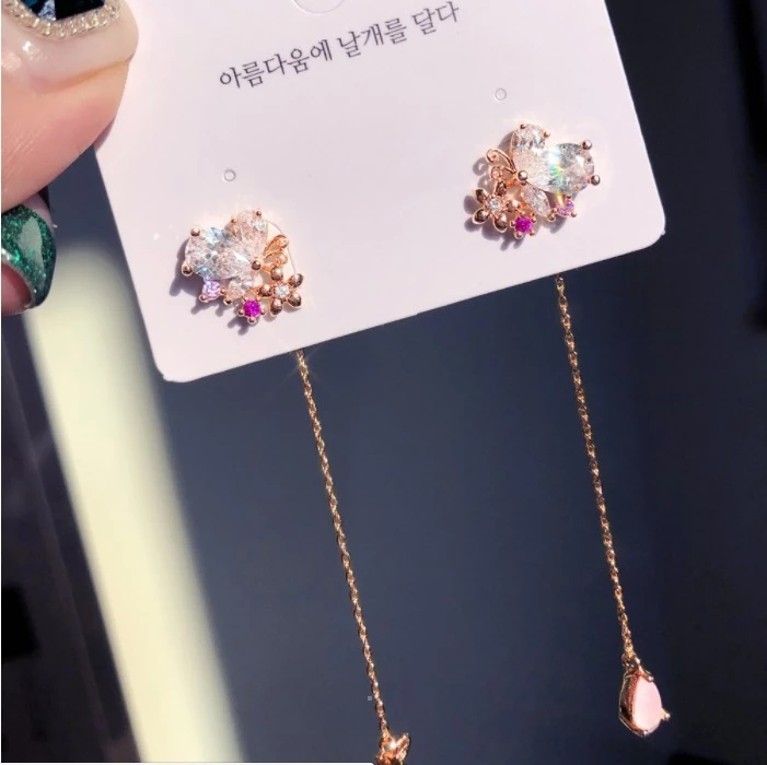 Wing Bling Earrings For Women Pink X Piercing 4 Wing Bling Earrings For Women Pink X Piercing - Image 2