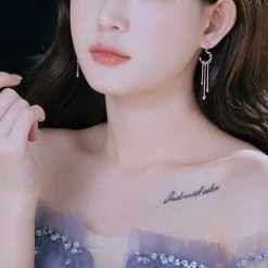 Wing Bling Star Party Style Platinum With Jewels Elegant Style Earrings For Women Pink X One Size -Wing Bling Online Shop org 3291