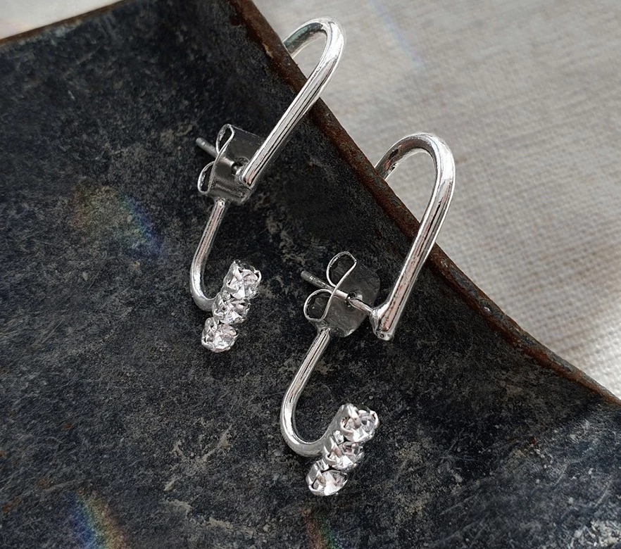 Wing Bling Earrings For Women Silver X One Size 8 Wing Bling Earrings For Women Silver X One Size - Image 6