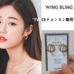 Wing Bling Casual Style Street Style Elegant Style Earrings For Women Gold X One Size
