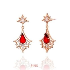 Wing Bling Party Style With Jewels Elegant Style Earrings For Women Pink X One Size -Wing Bling Online Shop org 4230