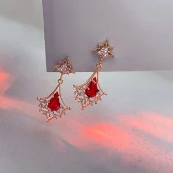Wing Bling Party Style With Jewels Elegant Style Earrings For Women Pink X One Size -Wing Bling Online Shop org 4231