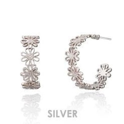 Wing Bling Casual Style Flower Silver Platinum Office Style Earrings For Women Pink X One Size -Wing Bling Online Shop org 4249