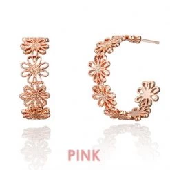 Wing Bling Casual Style Flower Silver Platinum Office Style Earrings For Women Pink X One Size -Wing Bling Online Shop org 4250