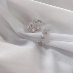 Wing Bling Casual Style Flower Silver Platinum Office Style Earrings For Women Pink X One Size -Wing Bling Online Shop org 4252