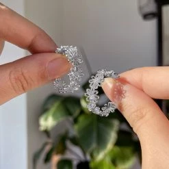 Wing Bling Casual Style Flower Silver Platinum Office Style Earrings For Women Pink X One Size -Wing Bling Online Shop org 4254