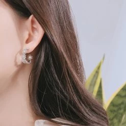 Wing Bling Casual Style Flower Silver Platinum Office Style Earrings For Women Pink X One Size -Wing Bling Online Shop org 4256