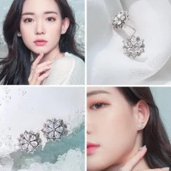 Wing Bling Earrings For Women Silver X Piercing