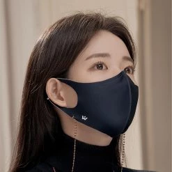Wing Bling Street Style Plain Logo Face Masks For Women Black+blue X S