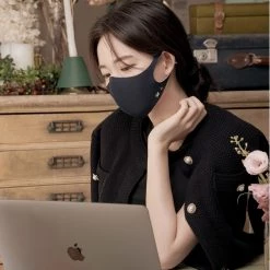 Wing Bling Street Style Plain Logo Face Masks For Women Black+blue X S -Wing Bling Online Shop org 5076