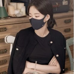 Wing Bling Street Style Plain Logo Face Masks For Women Black+blue X S -Wing Bling Online Shop org 5077