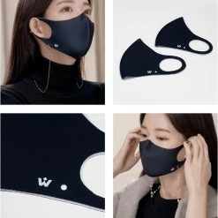 Wing Bling Street Style Plain Logo Face Masks For Women Black+blue X S -Wing Bling Online Shop org 5089