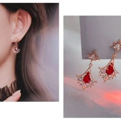 Wing Bling Party Style With Jewels Office Style Elegant Style Earrings For Women Pink X One Size -Wing Bling Online Shop org 5154