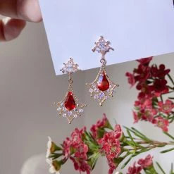 Wing Bling Party Style With Jewels Office Style Elegant Style Earrings For Women Pink X One Size -Wing Bling Online Shop org 5155