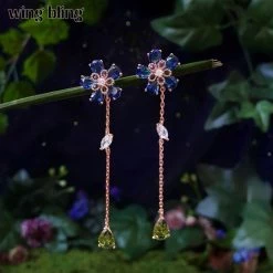 Wing Bling Casual Style Flower Party Style Silver With Jewels For Women Flower Of Courage_navy X One Size