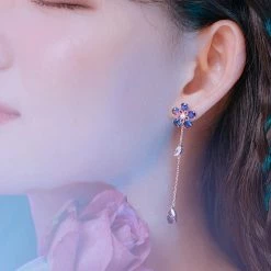 Wing Bling Casual Style Flower Party Style Silver With Jewels For Women Flower Of Courage_navy X One Size -Wing Bling Online Shop org 5172