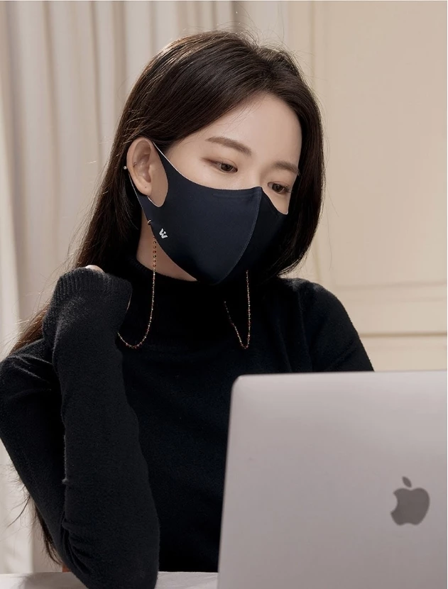 Wing Bling Street Style Plain Logo Face Masks For Women Black+blue X M*2 4 Wing Bling Street Style Plain Logo Face Masks For Women Black+blue X M*2 - Image 2