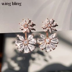 Wing Bling Casual Style Flower Platinum With Jewels Office Style For Women Pink X One Size