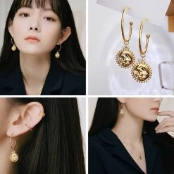 Wing Bling Casual Style Street Style Elegant Style Earrings For Women Gold X One Size -Wing Bling Online Shop org 6373